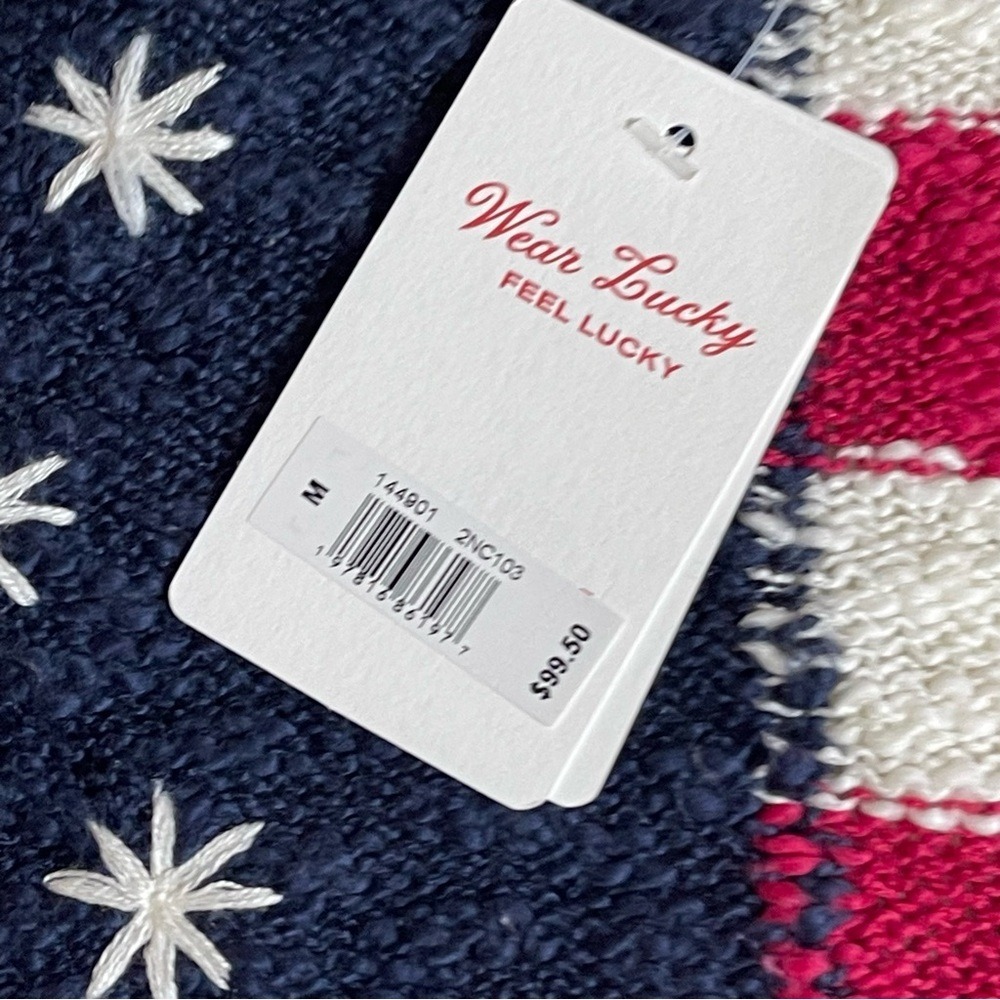 Lucky Brand Womens American Flag Knit Sweater Red White Blue Medium NEW - Picture 6 of 6